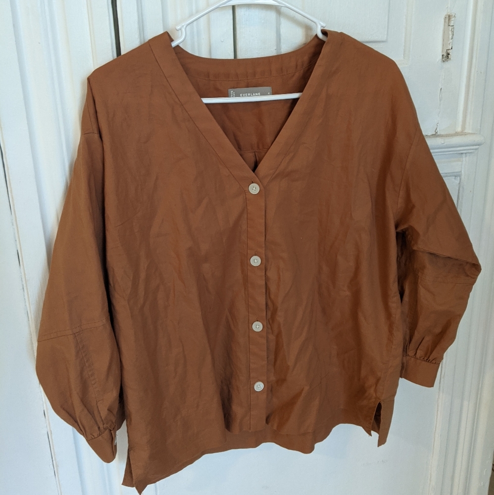 Everlane Size 4 Caramel Brown 3/4 Sleeve Top